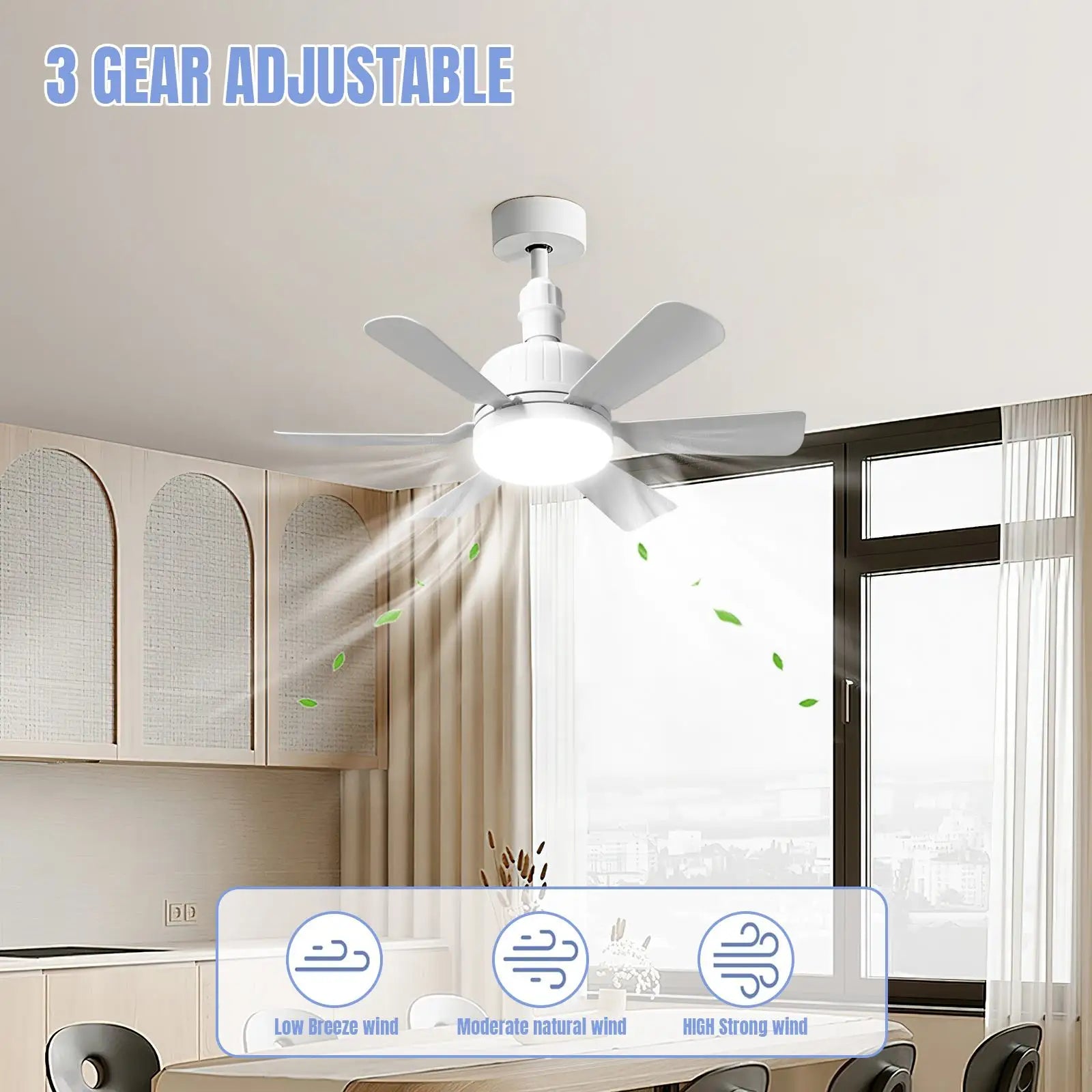 Lámpara Ventilador LED Silenciosa 3 Velocidades - M&M Lamp Studio