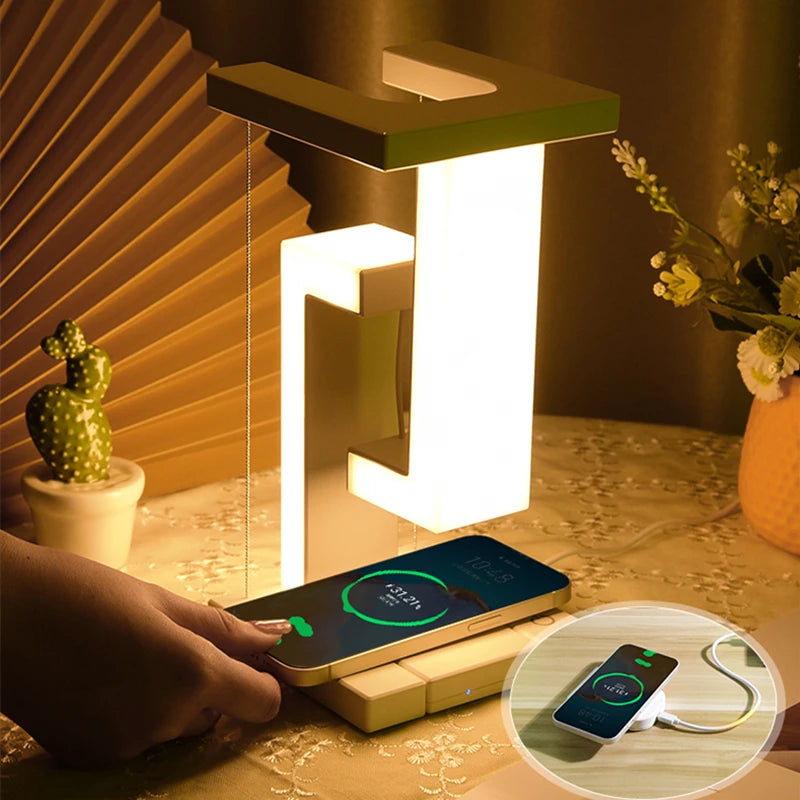Lámpara LED Flotante Antigravedad con Carga Inalámbrica para Móvil - M&M Lamp Studio