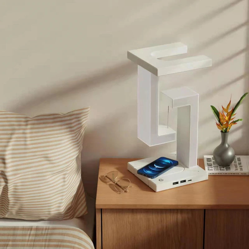Lámpara LED Flotante Antigravedad con Carga Inalámbrica para Móvil - M&M Lamp Studio